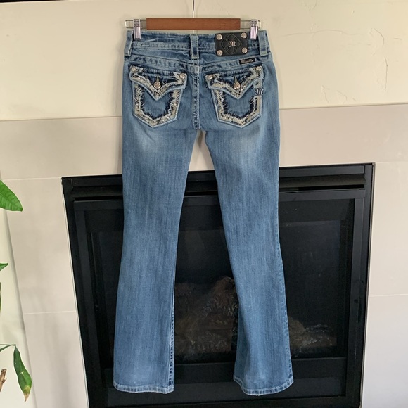 Miss Me Denim - miss me women’s rhinestone bling bootcut jeans sz 25 blue denim **puckering